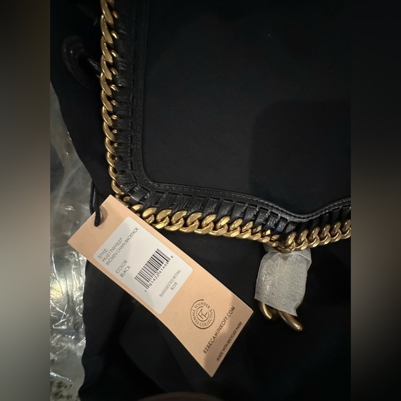 NWT Rebecca Minkoff Black Gold Chain Backpack Leather Trim Flap Backpack main image 9